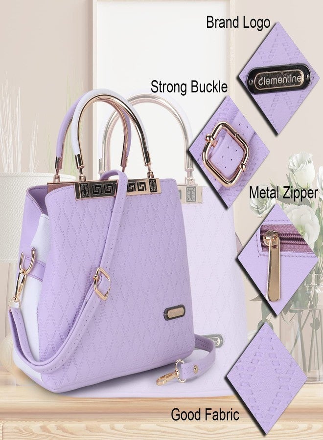 كليمنتين حقيبة يد نسائية من كليمنتين | حقيبة يد متينة للنساء والفتيات والسيدات | مع حزام كتف قابل للفصل | حقيبة يد نسائية | حقائب يد عصرية | حقيبة يد مزدوجة الحمل | (بنفسجي) - Image 3